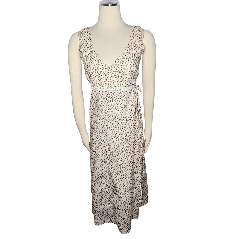 Third Millennium 100% Cotton Wrap Dress Ditsy Floral Cottagecore Prairie Midi 6‎